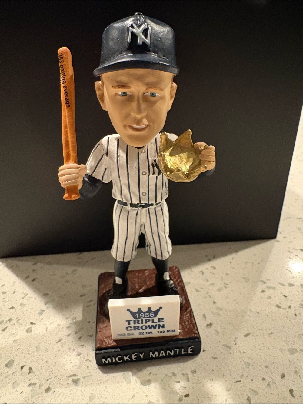 Mickey Mantle Triple Crown Bobblehead - Navy/White/Gold used no box